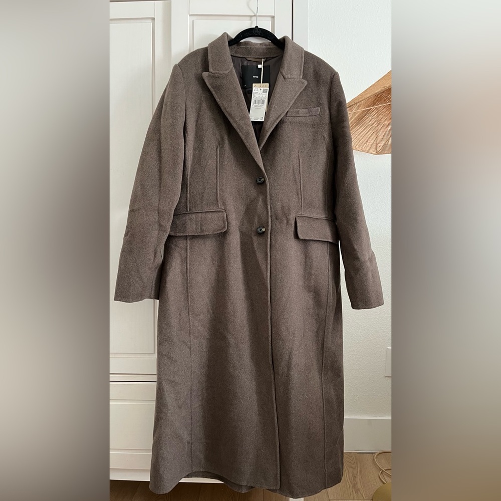 Mango MNG | Fitted Handmade Wool Long Coat Jacket - Picture 9 of 12